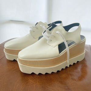 Stella McCartney, slingback Darby, white platform shoes